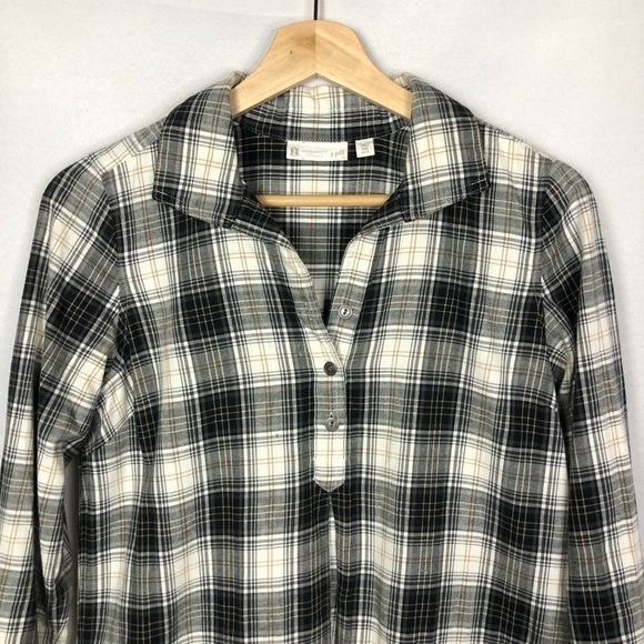 J. Jill Petite Uncommon Threads Top Button Side Pockets Long Sleeve Flannel XS - Picture 3 of 7